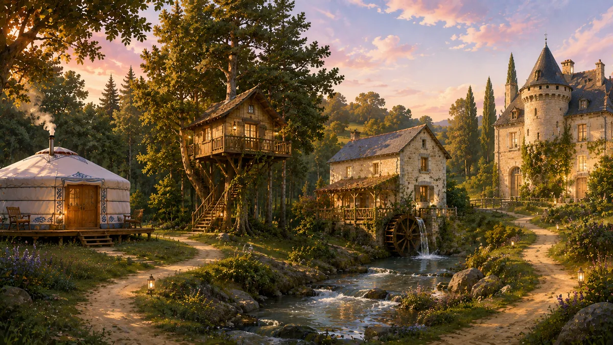 Gîte de groupe insolite : yourte, cabane, château, moulin