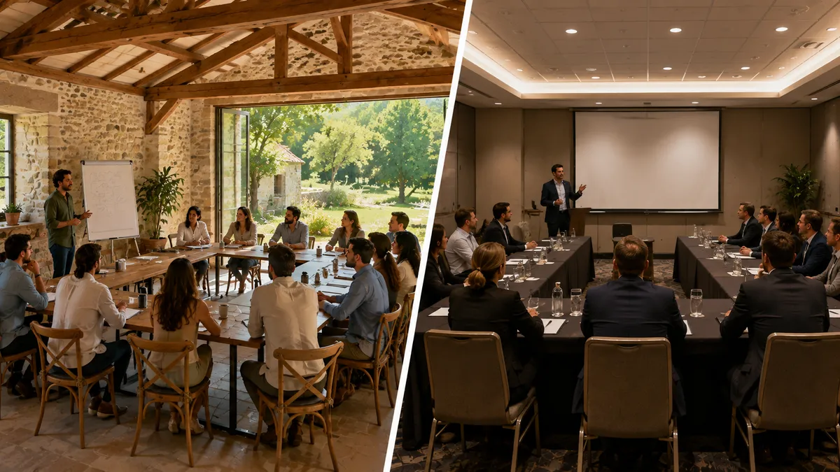 Gîte de groupe vs hôtel : le comparatif pour un séminaire d'entreprise