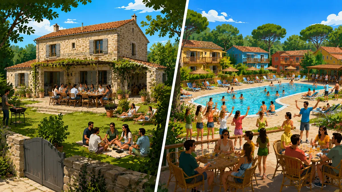 Gîte de groupe vs village vacances : avantages et inconvénients