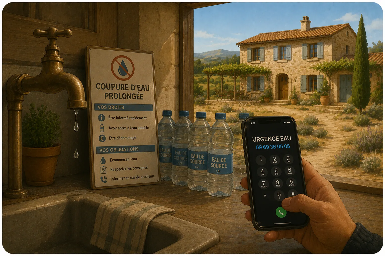 Coupure d'eau prolongée : droits de l'hébergeur et du groupe