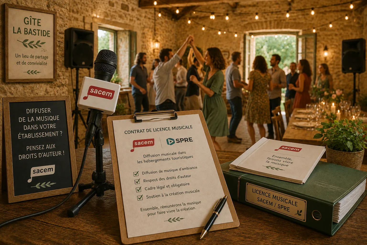 SACEM et musique en gîte de groupe : qui doit payer, combien