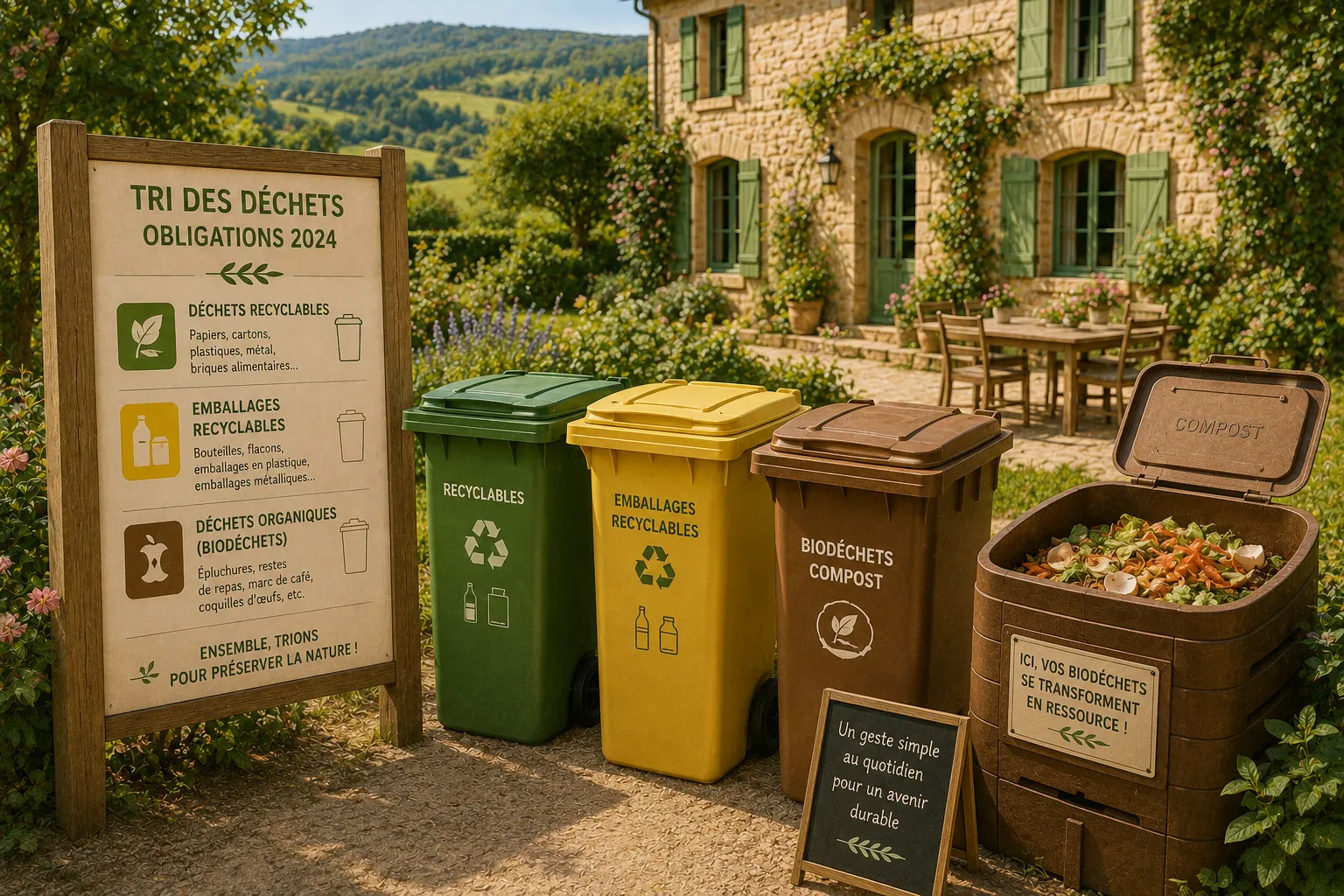 Tri et biodéchets en gîte de groupe : obligation et méthode