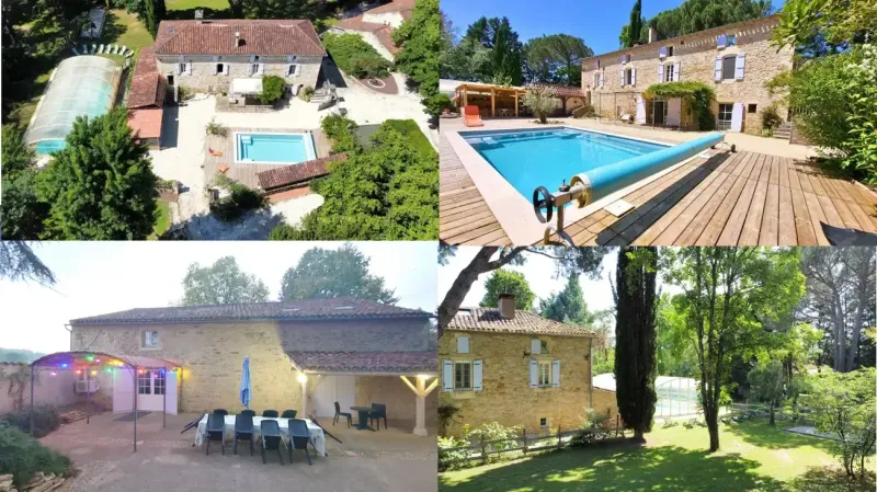 Domaine de La Buissière préparé pour une réception ou un mariage en plein air dans le Lot