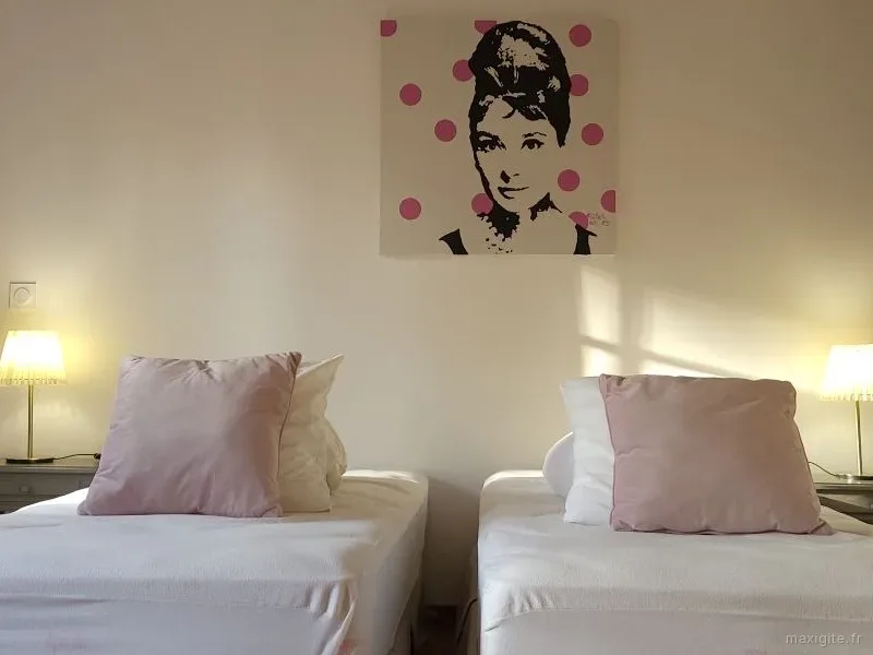 La chambre "Ambiance Romantique" de 2 lits de 90 cm et sa salle d'eau-wc privative