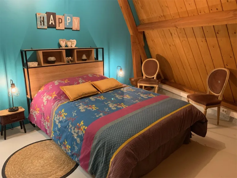 Chambre Bohème avec lit double et literie confortable