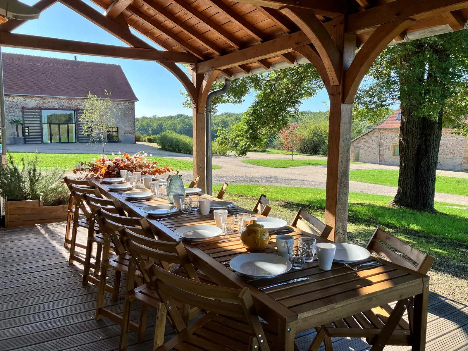 Terrasse gîte Cerf Ailé 12 à 14 personnes