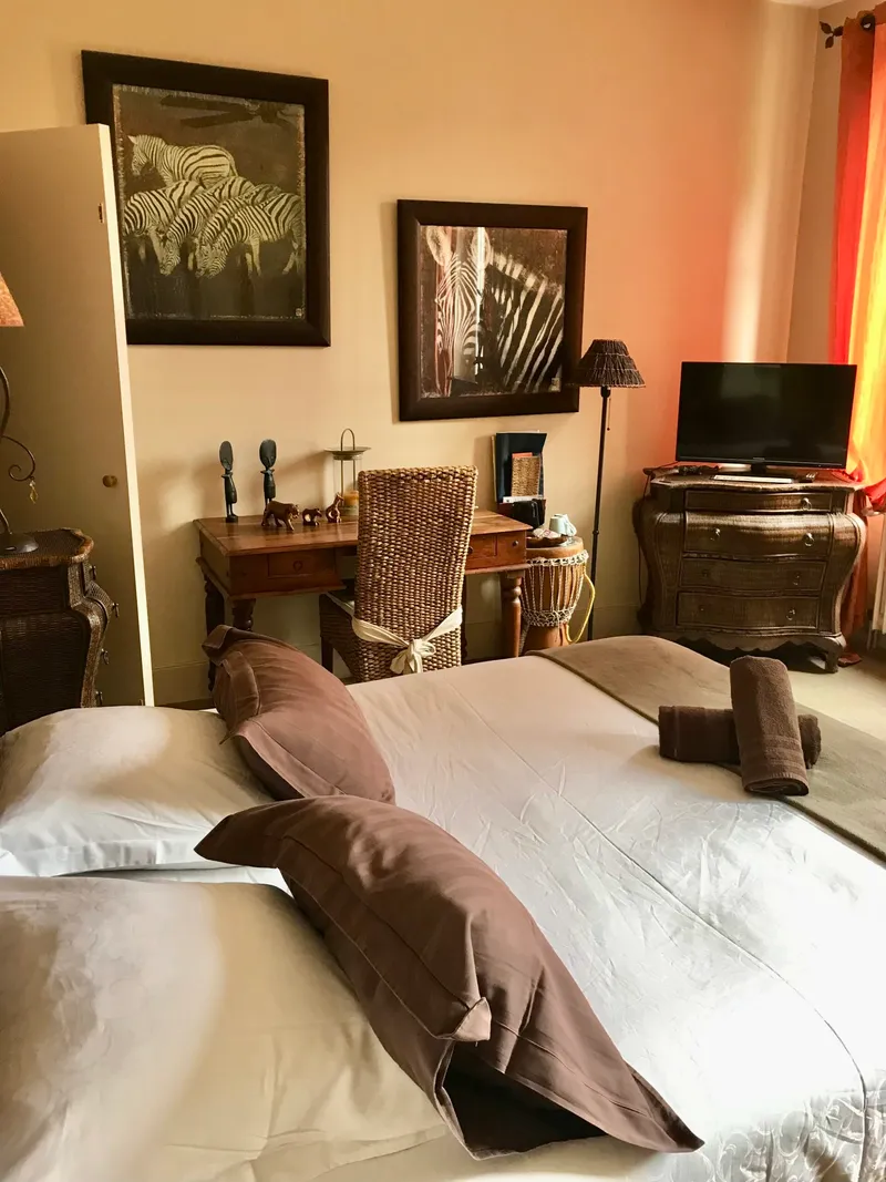Chambre Savane avec décoration thématique et lit double