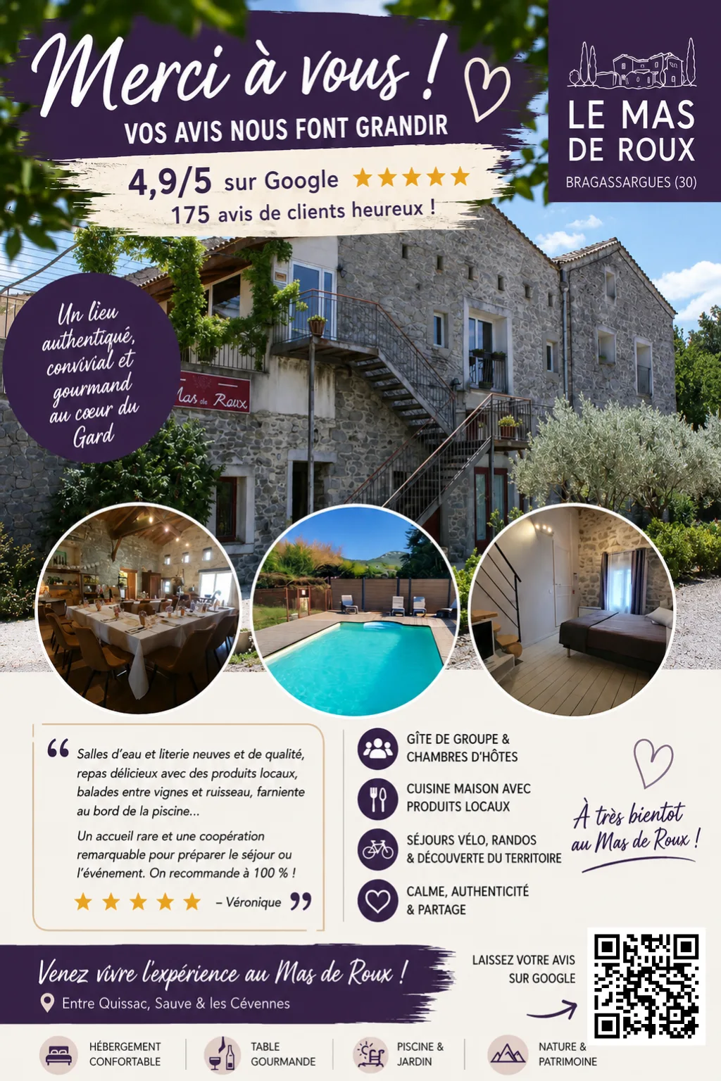 Les recommandations Le Mas de Roux - Bragassargues (Gard) - Gite de Groupe - Restaurant de groupe - Epicerie Locale – Bragassargues
